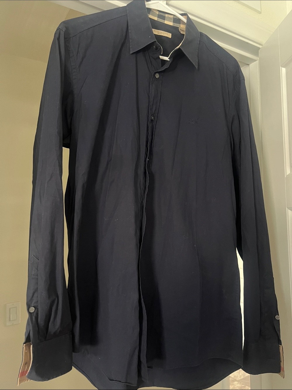 Burberry Brit Classic Navy Men's Dress Shirt - Long Sleeve